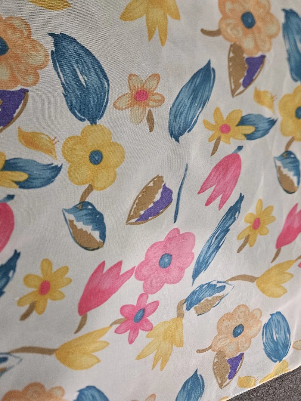 Vintage Silk Blend Floral Handkerchief Scarf Retro Cottagecore Neck Scarf